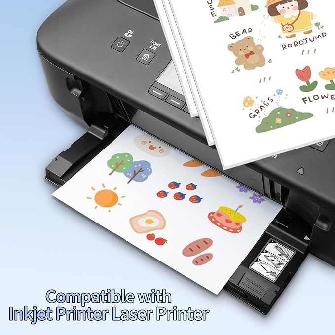 FungLam 8.5" x 11" Full Sheet Sticker Paper, Printable Sticker Paper for Laser & Inkjet Printers, 50 Full Sheet Address Shipping Label（50 Labels）