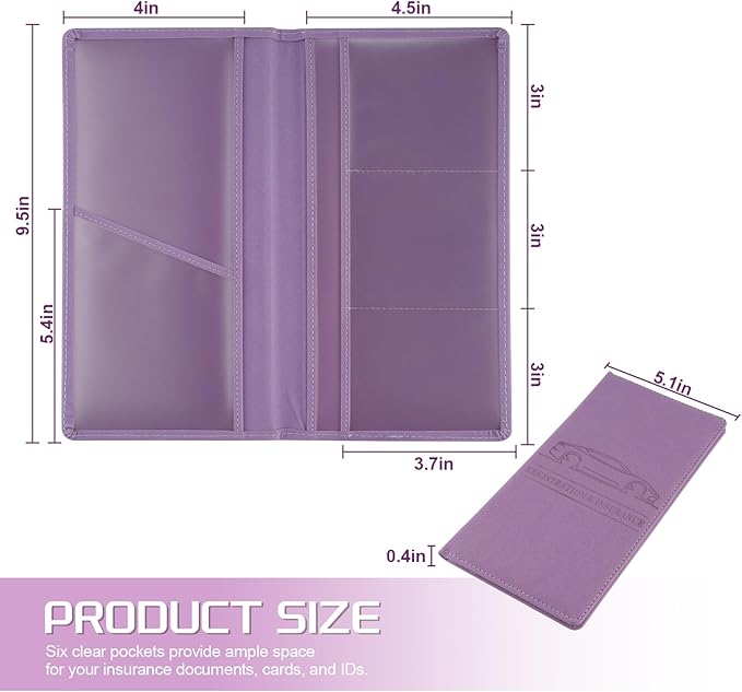 JUSTTOP 2Pack Car Registration and Insurance Holder,Car Document Holder for Cards License with Magnetic Shut,Vehicle Glove Box Car Organizer for Documents, Cards, License(Purple)