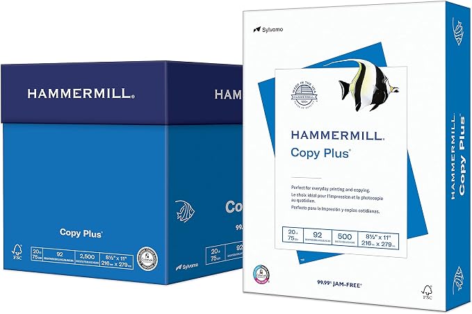 Hammermill Printer Paper, 20 lb Copy Plus, 8.5 x 11-5 Ream (2,500 Sheets) - 92 Bright