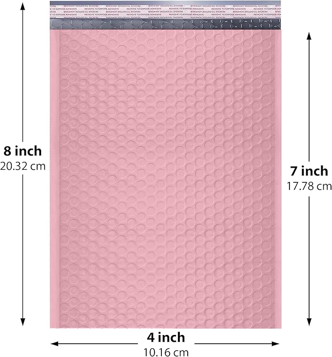 Light Pink Small Bubble Mailers 4x8 Inch #000 | Thick Padded Poly Bubble Mailer Envelopes | Trading card sports Card Bubble Envelopes | Mailing Envelopes | Water & Tear Resistant | 1000 Pack Bulk
