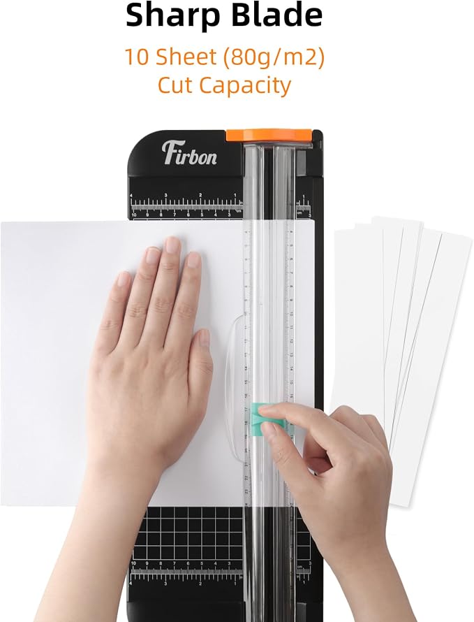Firbon Paper Cutter Replacement Blades, Refill Blades for A4 A5 Trimmers | 2 Pieces Green Blade Set | Spring-loaded Safety Design | Compatible for Paper Trimmer Slicer