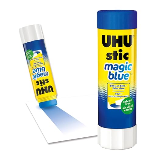 UHU Stic Magic Blue Colored Glue Stick, 12-Pack Bulk Set: 40g Sticks – Applies Blue & Dries Clear, Washable – All Purpose School & Craft Adhesive for Kids, Scrapbooking, Office & Home Use