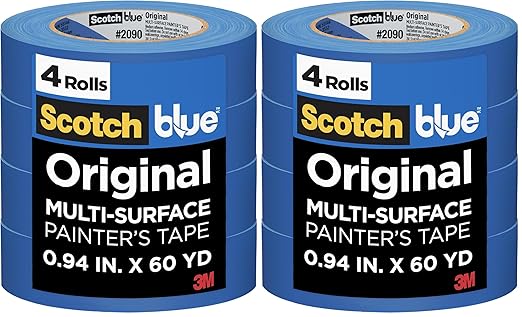ScotchBlue Original Multi-Surface Painter's Tape,0.94 Inches x 60 Yards,4 Rolls,Blue, Protects Surfaces and Removes Easily, Multi-Surface Painting-Tape for Indoor and Outdoor Use,(Pack of 2)