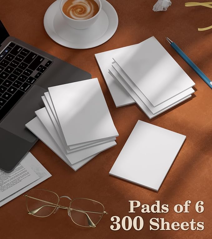 Note Pads 4x6 - Notepad - 10 Pads - 50 Sheets per Notepads - Writing Pads | Small White Paper - Blank Note Pads - Server Memo & Scratch Pads 4x6'', Pocket Note Pad White with Clean Sheets for Office