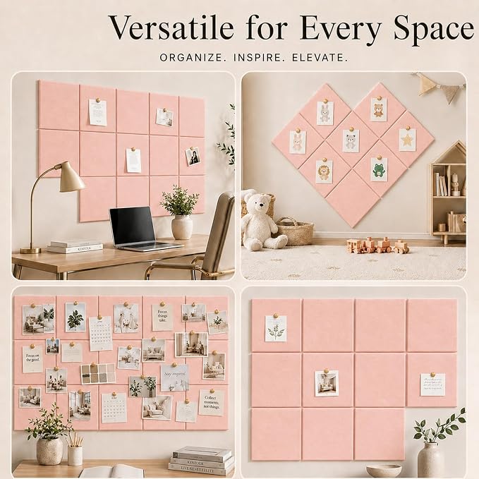 Felt Bulletin Board Tiles, Large Cork Board Alternative,24 x 36 in | 0.35 in modular felt wall tiles for notes, photos, schedules, reminders in offices, classrooms, home and office workspaces