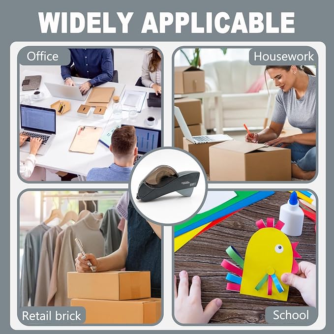 Automatic Tape Dispenser for Wrapping Gifts, Handheld Packaging Tape Dispenser Gun with Cutter, Dispensers for Adhesive Tapes-Grey
