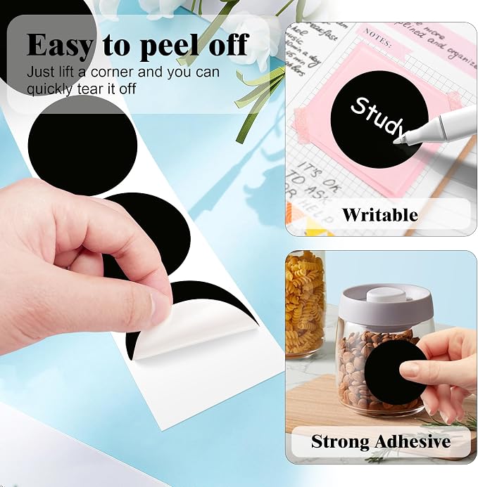 PARLAIM 2 Inch Round Adhesive Color-Code Dot Stickers,4Rolls/2000 per Rolls dots Label Dispenser Box, Circle Stickers Label Inch Coding Labels (Black)