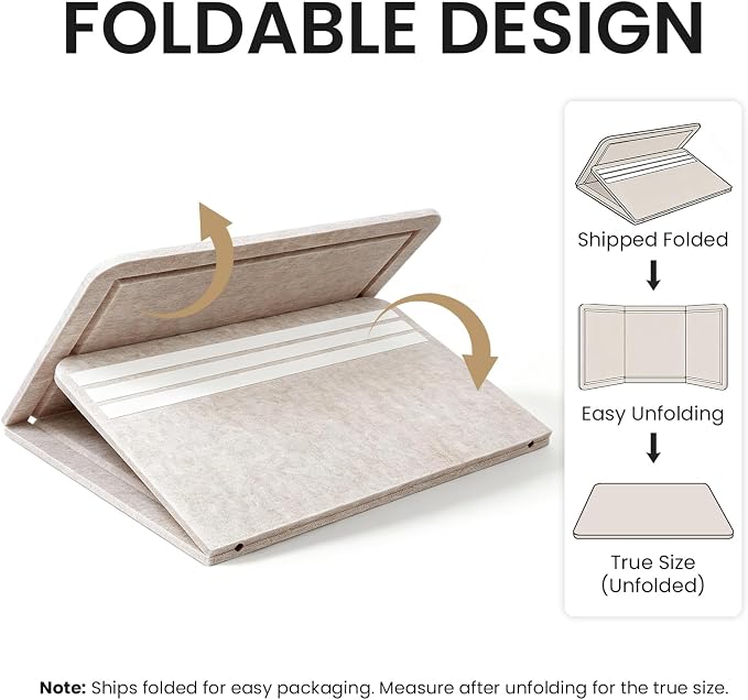 Large Bulletin Board, 35 X 17 Inches Felt Cork Board with 40 Pushpins, Foldable Felt Notice Pin Board Photo Display Board with Self-Adhesive Tape for Office Home School (Oatmeal, 35x17 inch)