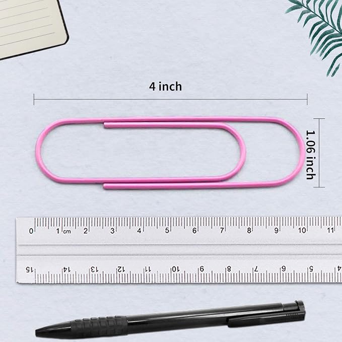 Paper Clips, 40 Pack 4 Inches Mega Large Paper Clips | 100mm Extra Large Multicolored Jumbo Coated Paperclips Big Sheet Holder for Office School Document Organizing