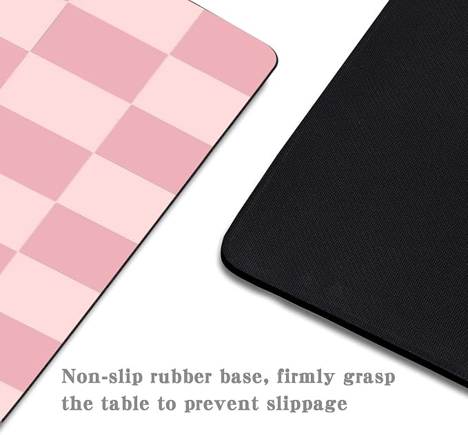 Pink Mouse Pads for Desk, Checkered Pattern Mouse Pad, Square Premium Texture Computer Cute Mousepad for Office Work Home,Non-Slip Rubber Gaming Mouse Pads Modern Aesthetic