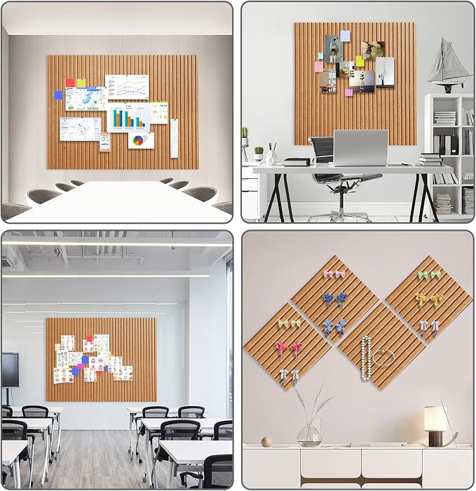 48" x 36" Large Felt Bulletin Board 1/2" Thick, Burnt Orange | 12 Pack Felt Tiles, Cork Board Alternative, 60 Adhesive Tabs, Pin Board for Home Office Decor with Easy Install