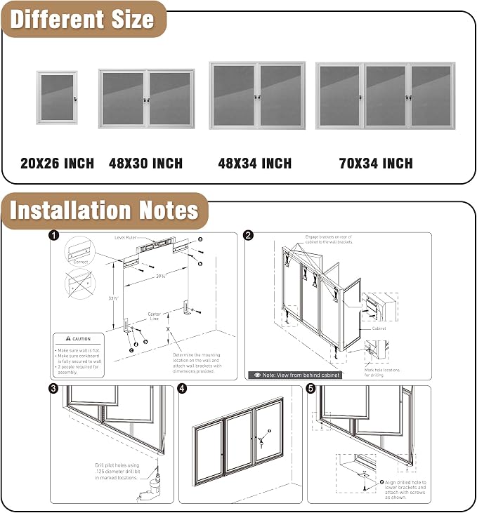 Mifuro 70"x34" Enclosed Bulletin Board, Outdoor Lockable Weather-Resistant Aluminum Cork Noticeboard for School & Office, Silver Frame w/Grey Flet
