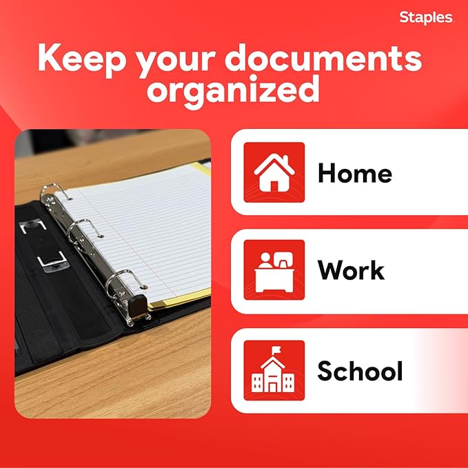 Staples Better 1-Inch D-Ring Binder, Black – Heavy-Duty 3-Ring Binder for School & Office Organization