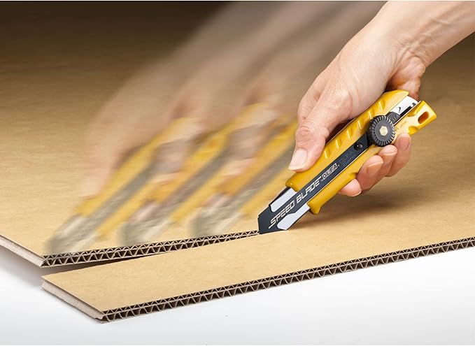 OLFA 18mm Heavy-Duty Utility Knife (L-1) - Multi-Purpose Custom Cutting Depth Utility Knife w/Ergonomic Grip Handle & Snap-Off Blade, Replacement Blades: Any OLFA 18mm Blade