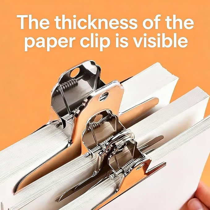 Extra Large Bull Paper Clips, 6.3 Inch - 12 Pack, Silver, 160 mm, Stainless Steel Mountain Binder Clips - Heavy Duty Square Metal File Clamps for Home Office School Supplies