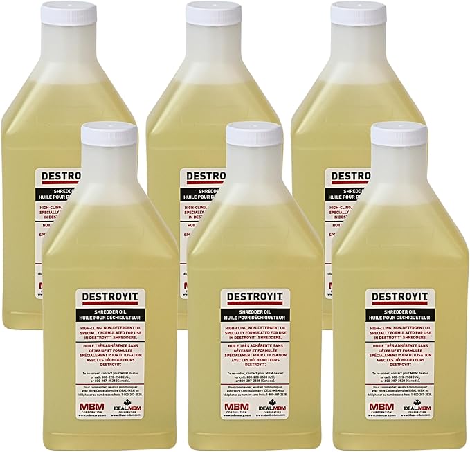MBM AC CED21/6 Destroyit Shredder Oil (Pack of 6), 1 Quartz Bottles (32oz), Compatible with Any Distroyit Shredders, Special Formula