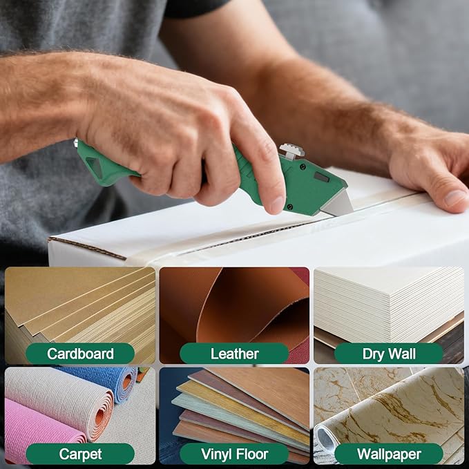 Heavy Duty Utility Knife Retractable, All Metal Body Construction with Non-Slip Grip, Quick Change Blade, for Drywall, Carpet, Cardboard Boxes