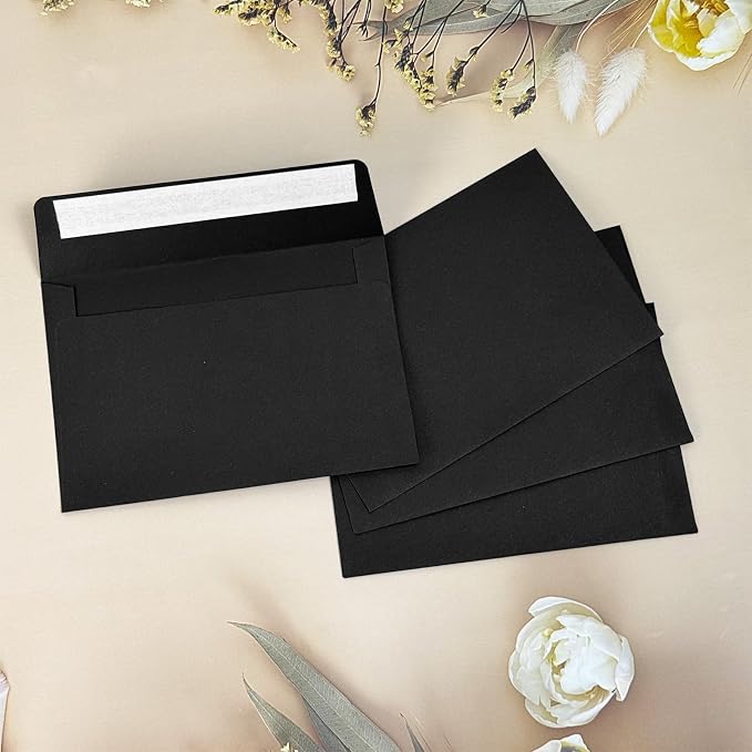 4x6 Envelopes For Invitation(50, Black, A4) | A4 Envelope,50 pack 4x6 card Envelopes Self Seal,for weddings, greeting cards,baby shower,photos,birthday
