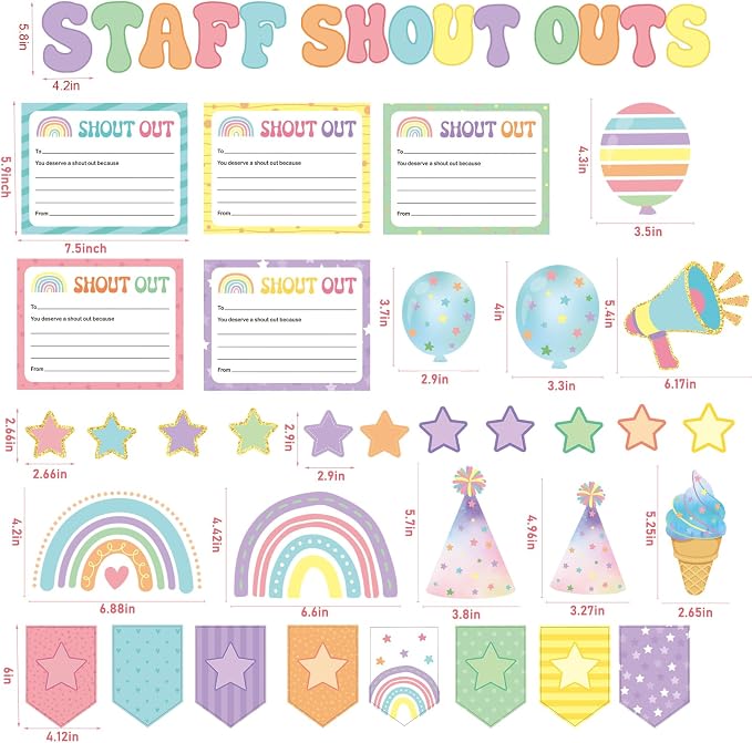 Employee Recognition Bulletin Board Decor - 20 Paper Cutouts Expressing | Expressing Appreciation and Acknowledgment, Perfect for School, Classroom, and Office Wall Decor (Bohemia)