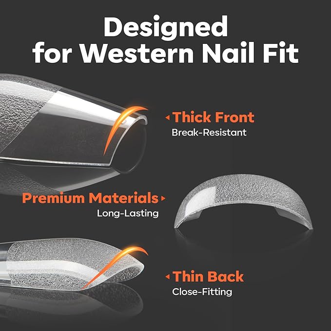 modelones Pro Luxe Instant Nail Apex Tips 15 Sizes, Long Coffin Extension Gel Tips Pre-building & Pre-etched Thicker Strength Acrylic Fake Nails Full Cover 120 Pcs