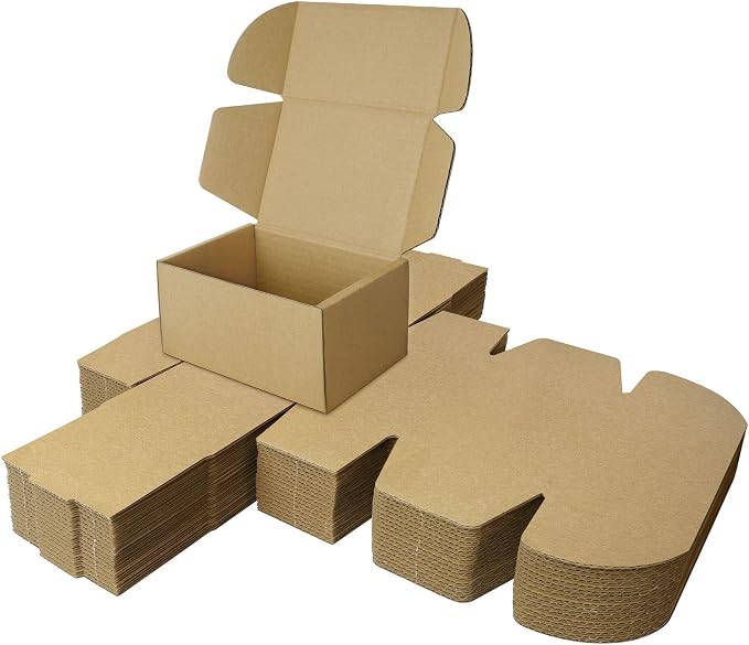 Corrugated Shipping Box Mailers, Kraft Brown, Triple-Layer Board Secure Slot Closure (Brown, 6"x4"x3" / Set of 20)