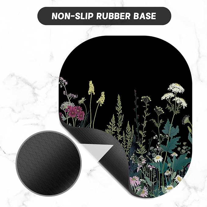 Small Mouse Pad, 6 x 7 Inch, Oval Mini Mouse Pad with Non-Slip Rubber Base for Laptop Wireless Mouse Keyboard Tray Mousepad, Blooming Flowers