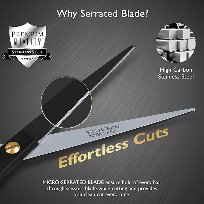 Professional Hair Scissors 6.5 Inch - Premium High Carbon Stainless Steel Barber Salon Hair Shears for Haircut Scissors - Ergonomic Design Super-Sharp Hair cutting Shears Blades