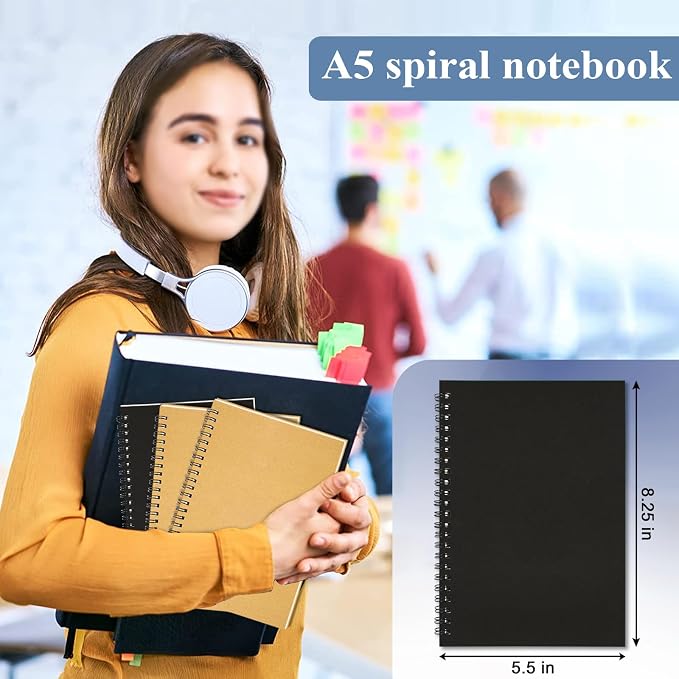 10Pack Small Spiral Notebook A5, 5.5x8.3” Notebook for Work 120Page Notepad | Colored Multipack College Ruled Notebooks A5 Kraft Spiral Bound Small Notebook Journal Lined Note Pads for Writing Journaling