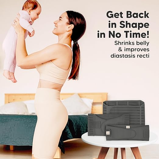 3 in 1 Postpartum Belly Support Recovery Wrap – Postpartum Belly Band, After Birth Brace, Slimming Girdles, Body Shaper Waist Shapewear,Post Surgery Pregnancy Belly Support Band (Mystic Gray, M/L)