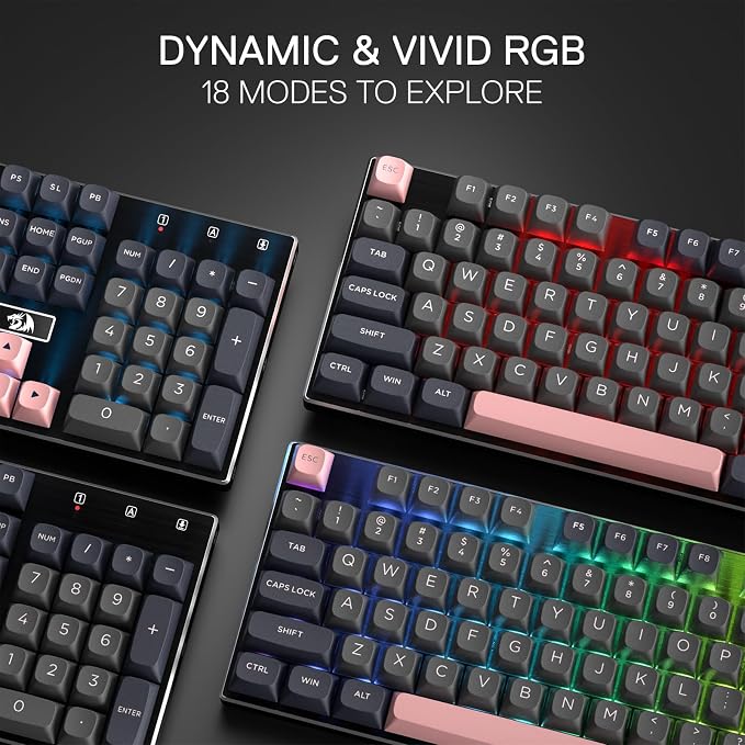 Redragon K556 Wired RGB Mechanical Gaming Keyboard, 104-Key Aluminum Board | Rock-Solid Metal Build, 20 Backlits for Immersive ESports Vibe, Hot-swap Creamy Custom Linear Switch, PBT Round Keycaps