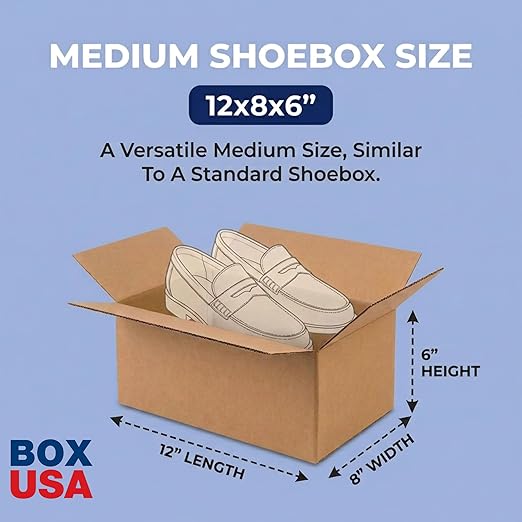 BOX USA Small Shipping Boxes 12"L x 8"W x 6"H (25-Pack) - Corrugated Cardboard Box for Moving, Mailing, Packing, Packaging and Storage