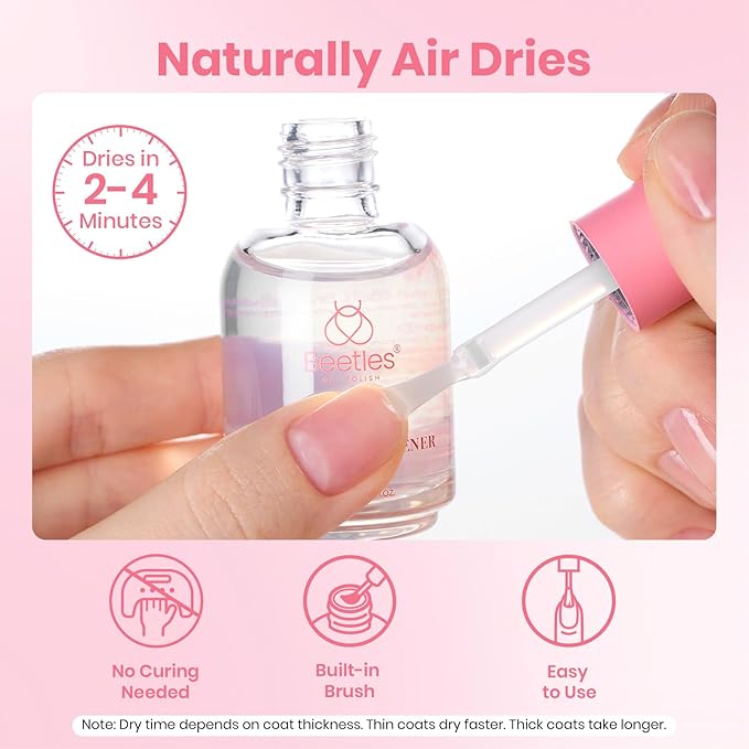 Beetles Bitter Nail Strengthener for Nail Biting - Air Dry Nails Biting Treatment Clear No Bite Polish for Weak, Thin and Damaged Nails Strengthener and Growth, Gently Discourage Bite 0.5 fl oz