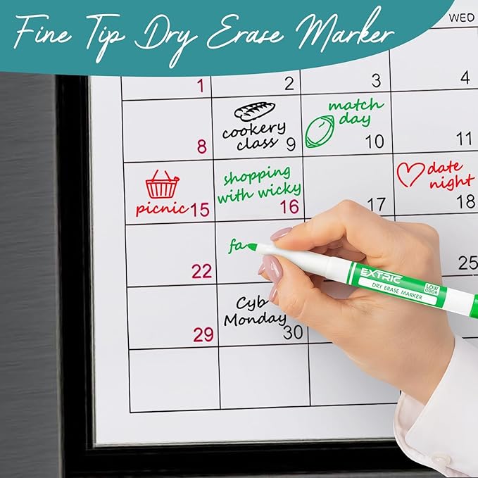 EXTRIC Green Dry Erase Markers Fine Tip, 36 Count Whiteboard Markers, Fine Tip Dry Erase Marker Bulk Classroom Pack White Board Marker for Teachers and Students