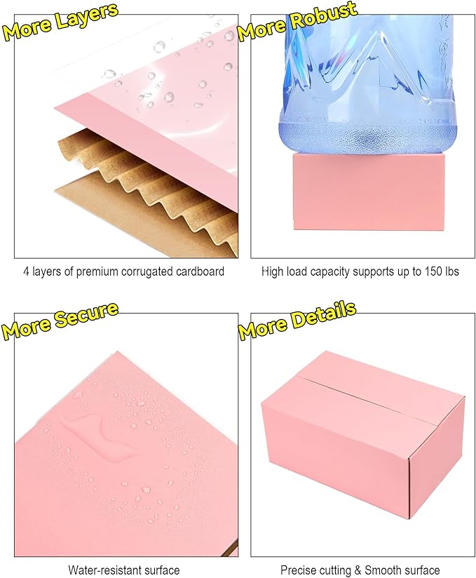 10x7x6 Inch Cute Pink Shipping Boxes, 30 Pack Corrugated Cardboard Box, Mailing Packaging Boxes for Small Business