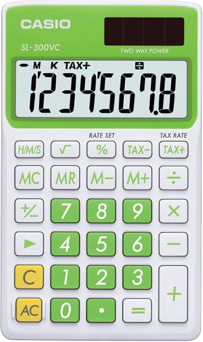 Casio SL-300VC-GN Standard Function Calculator, Green