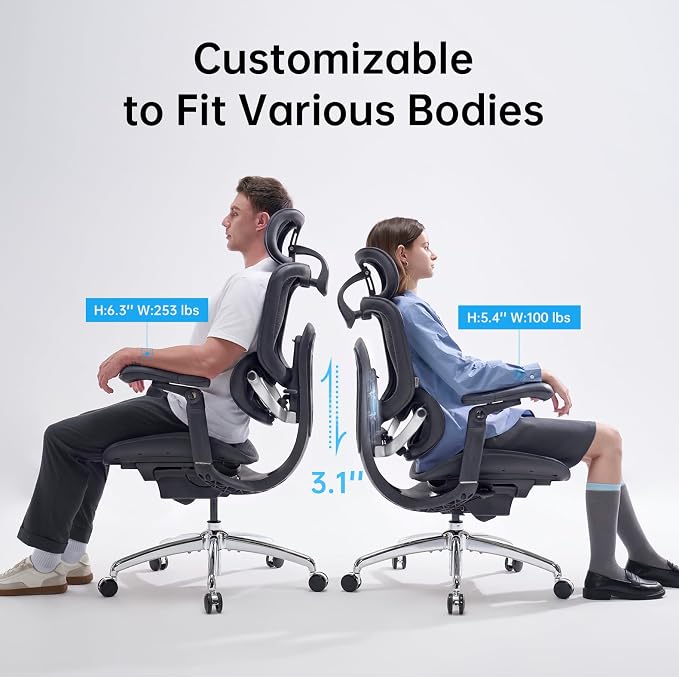 SIHOO Doro C300 Pro V2 Ergonomic Office Chair, 135° Recline, 2 Packs, Black | Full-Body Adaptive Support, 8D Armrests & Breathable Mesh, Comfy High Back Computer Desk Chair for Long Hours
