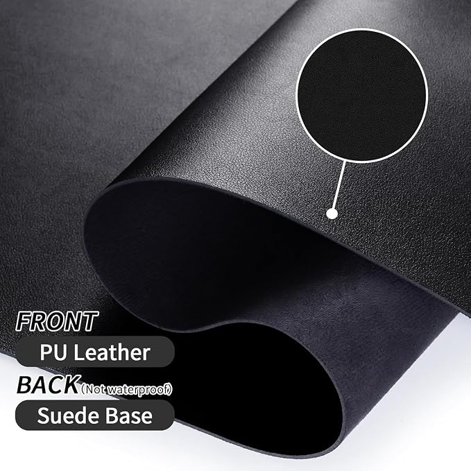 Bloss Leather Desk Pad and Keyboard Wrist Rest, Non-Slip Large Mouse Pad + Keyboard Pad + Mouse Wrist Support, Desk Mat Protector for Office, Home(27.6" x 13.8", Black)
