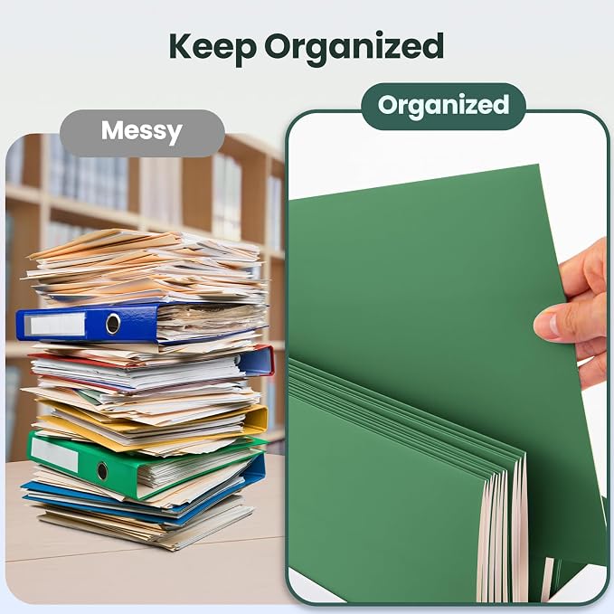 ®100 Packs Green Two Pocket Folders,File Folder with Pockets Fit Letter Size Paper,File Folders Letter Size,Durable Paper Folders for School, Office, Business. (100, Dark Green)