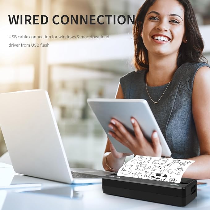 Rongta Portable Printer Wireless for Travel, 300DPI Thermal Inkless Bluetooth Mobile Printer, Support 8.5" X 11" US Letter, Compatible with Android iOS Phone & Laptops (Gray)