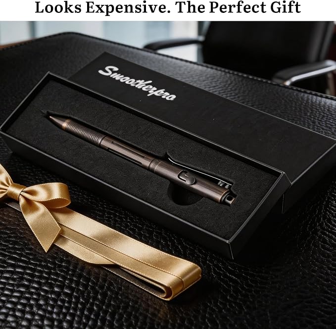 SMOOTHERPRO Solid Brass Bolt Action Pen,with Refillable Design,Retro Black | Weighted Metal Body Supports Steady Writing, Compatible with Pilot G2 Refill for Office Notes, Signatures, and Daily Carry.