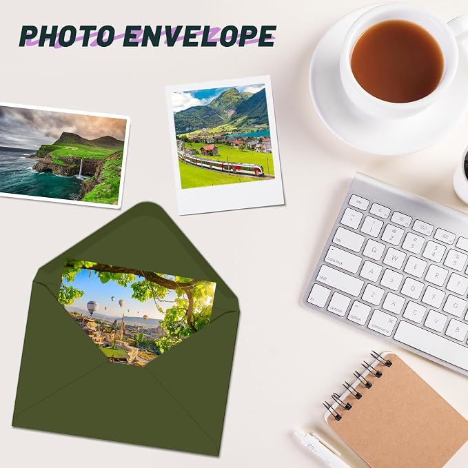 50 Pack 4x6 Envelopes A4 Envelopes for Invitations (50, Olive green) | YINUOYOUJIA Self Seal Envelope for Weddings, Invitations, Photos, Postcards, Greeting Cards, Mailing