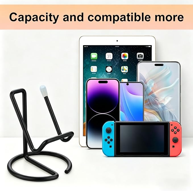gianotter Black Phone Stand | Black Desk Organizer and Accessories, Phone Holder for Desk, Compatible with All Mobile Phones, iPhones and iPads (Black)
