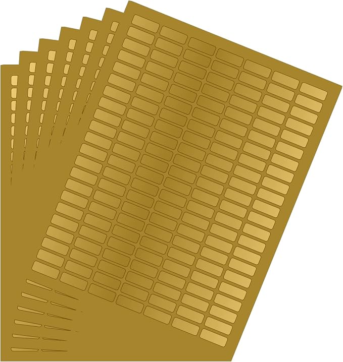 Printable Rectangle Labels, 1 x 0.375 Inch - 1540 Pack | Gold printable labels for inkjet & laser printers. Template included.