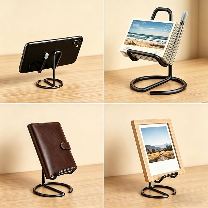 gianotter Black Phone Stand | Black Desk Organizer and Accessories, Phone Holder for Desk, Compatible with All Mobile Phones, iPhones and iPads (Black)