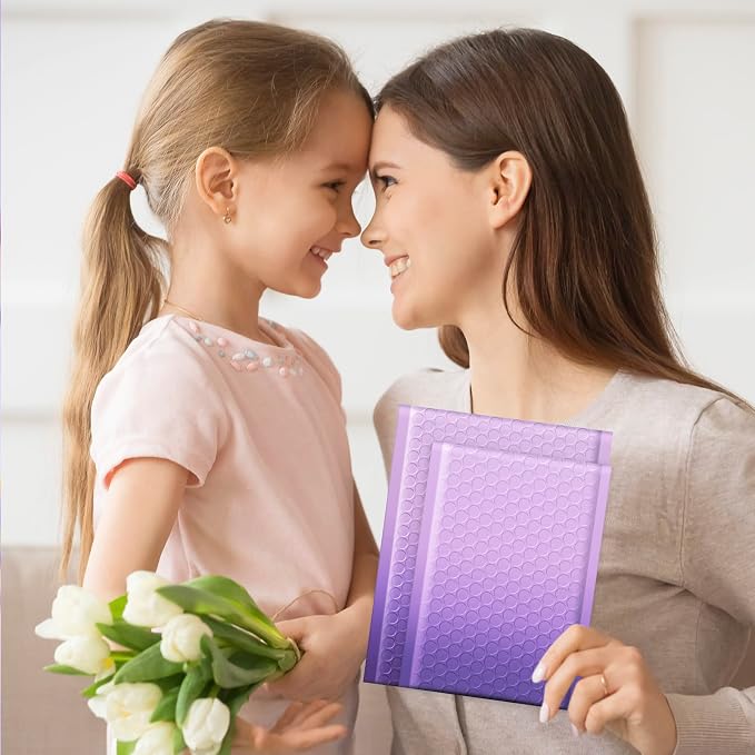 Fuxury Opaque Bubble Mailers 6x10"100 Pack Gradient Purple Padded Envelopes | Usable Size 6x9" Strong Adhesion Bubble Shipping Envelopes for Mailing Jewelry, Makeup #0 Thick Bubble Padded Mailer