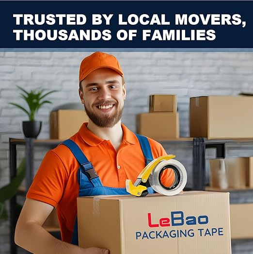 Heavy Duty Packing Tape with Metal Dispenser, Strong HD Clear Packaging Tape, 6 Rolls 1.88 in. x 60 yd. x 2.7MiL, Secure Sealing for Cardboard Package Moving Boxes & Shipping Supplies