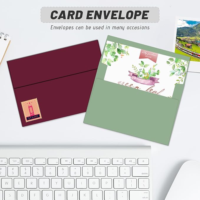 A2 Envelopes 100 Pack Envelopes for Invitations（Sage Green） | Self Seal Envelope for 4.25x5.5 Cards,4 3/8" x 5 3/4" Envelopes For Postcards, Photos，RSVP, Greeting Cards