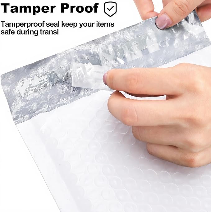 Nicunom 100 Pack Bubble Mailers 6x10", Usable Size 6x9" Self Seal Padded Envelopes Opaque Poly Wrap Bubble Bags Waterproof Shipping Bags for Small Business Mailing Makeup Jewelry Gifts, White