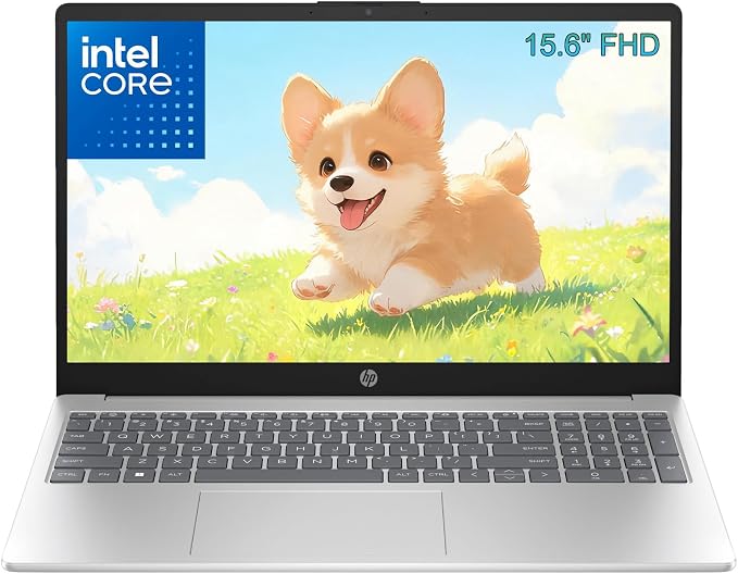 HP Notebook 15.6" FHD Laptop 2026, Intel Processor, 16GB RAM, 512GB SSD | WiFi 6, Microsoft 365, Long Battery Life, Portable Design, Windows 11 for Students & Office, Natural Silver