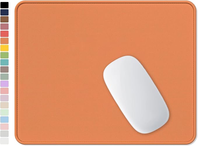 Hsurbtra Mouse Pad, Premium-Textured Square Mousepad 10.2 x 8.3 Inch, Stitched Edge Anti-Slip Waterproof Rubber Pretty Cute Computer Mat for Office Gaming Laptop Women Kids Orange